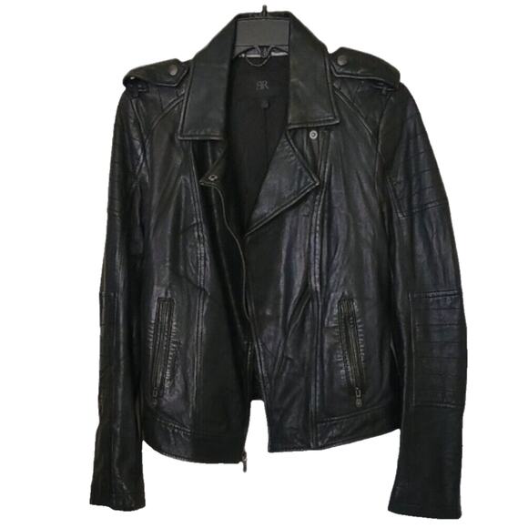 BANANA REPUBLIC Leather Women Jacket Black Size M